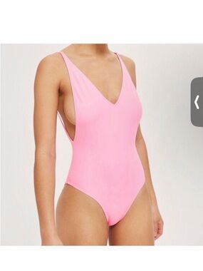 Topshop Pink V‑Neck One‑Piece Swimsuit